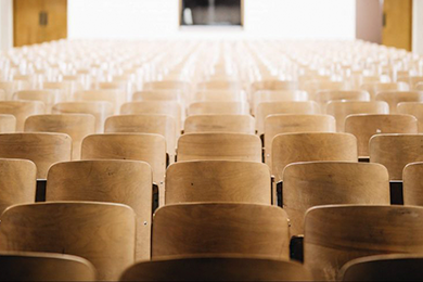 Chairs in a large classroom