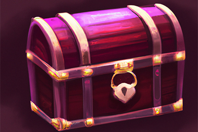 Violet and gold locked chest